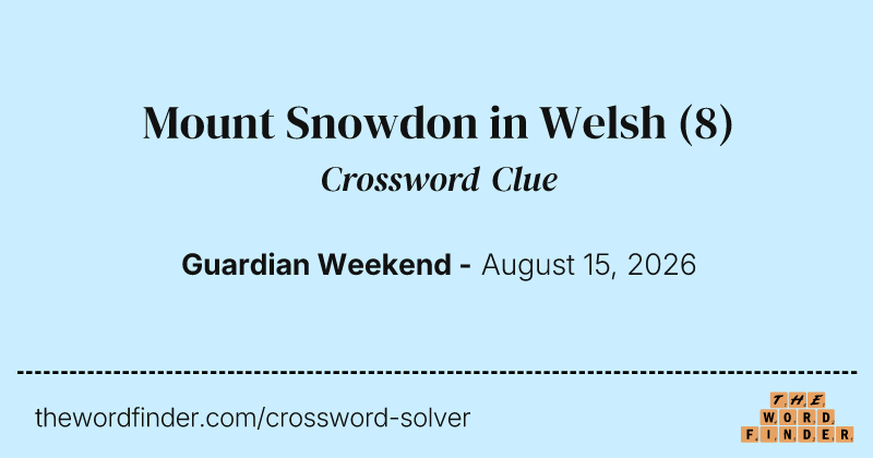 Mount Snowdon in Welsh crossword clue image