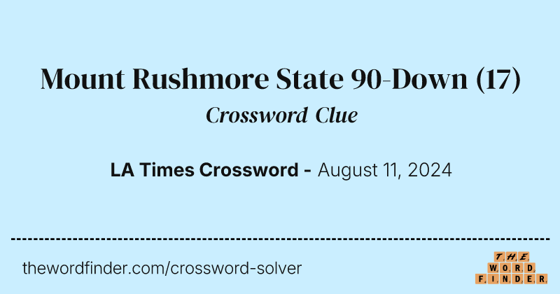 Mount Rushmore State 90-Down crossword clue image