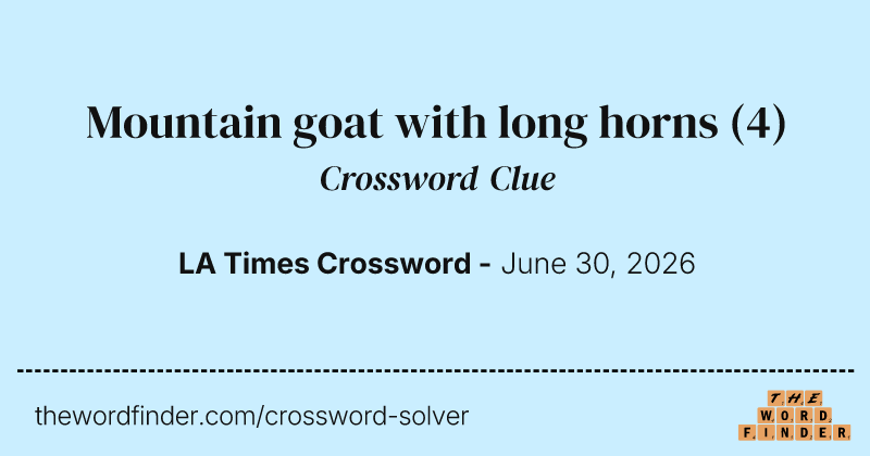 Mountain goat with long horns crossword clue image
