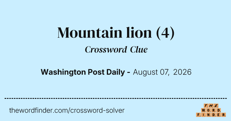 Mountain lion crossword clue image