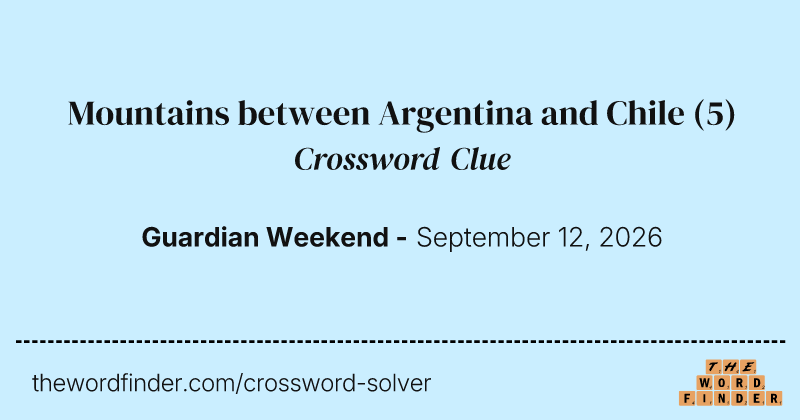 Mountains between Argentina and Chile crossword clue image