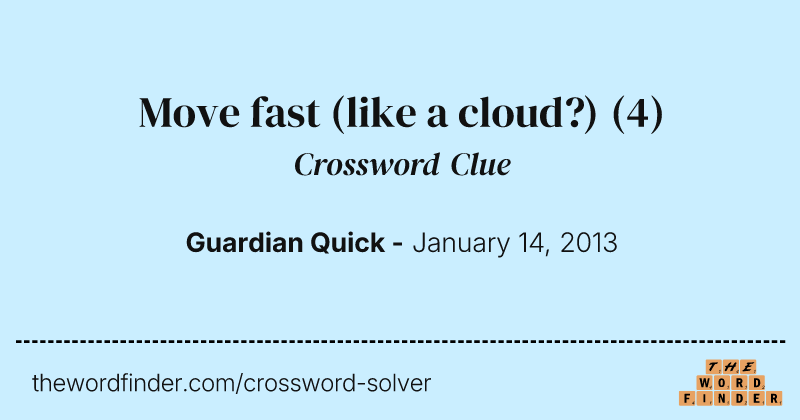 Move fast (like a cloud?) crossword clue image