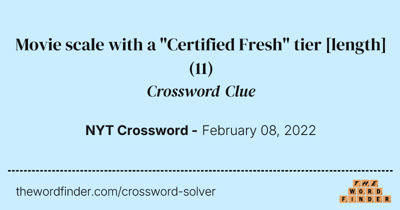 Movie scale with a "Certified Fresh" tier [length] crossword clue image