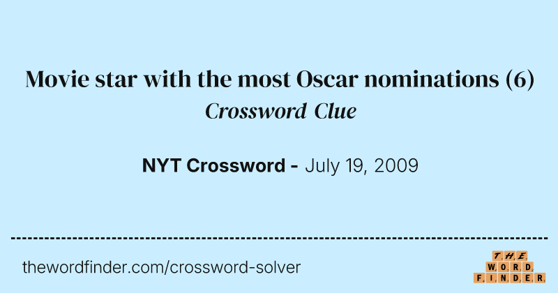 Movie star with the most Oscar nominations crossword clue image