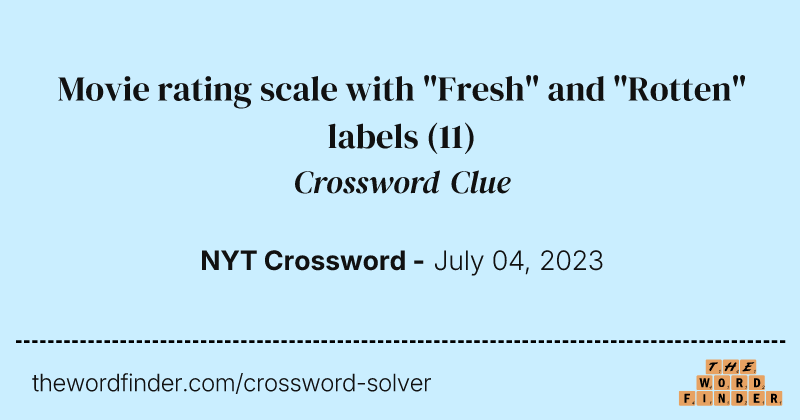 Movie rating scale with "Fresh" and "Rotten" labels crossword clue image