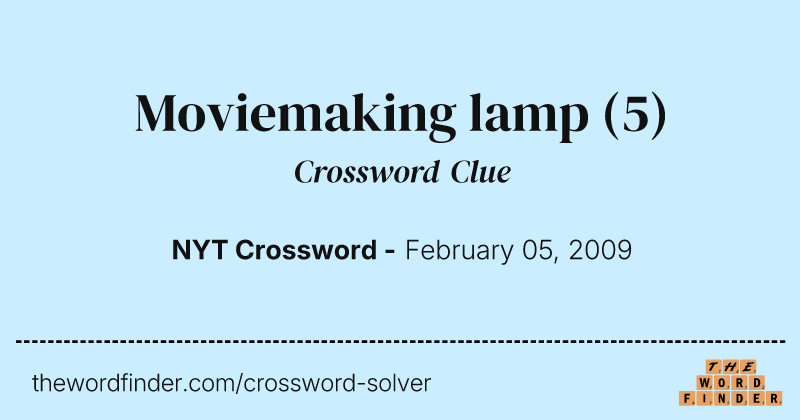 Moviemaking lamp crossword clue image