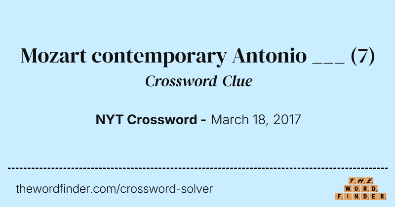 Mozart contemporary Antonio ___ crossword clue image