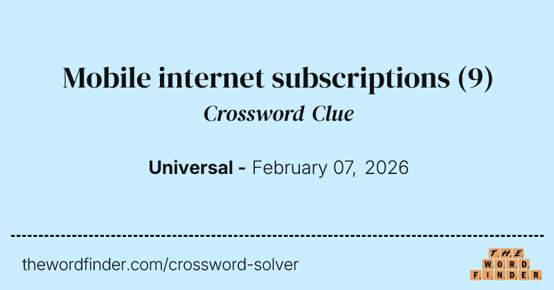Mobile internet subscriptions crossword clue image