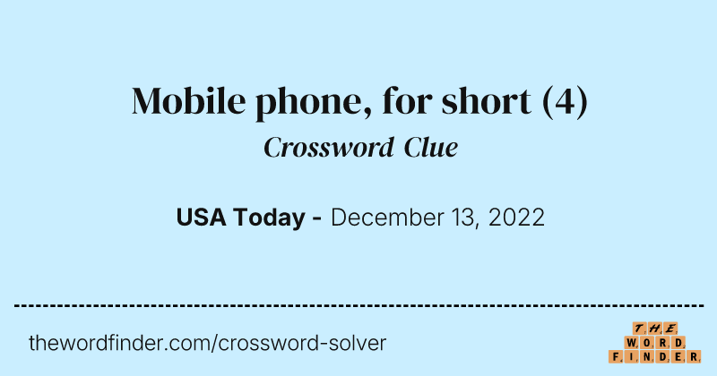 Mobile phone, for short crossword clue image