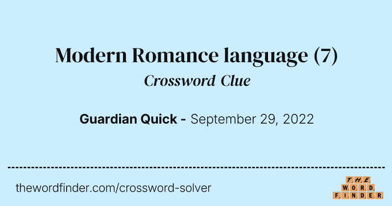 Modern Romance language crossword clue image