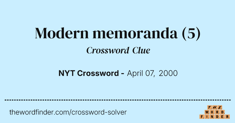 Modern memoranda crossword clue image