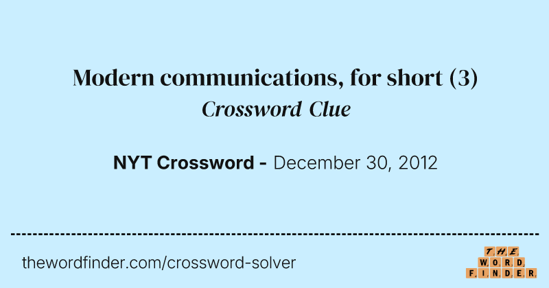 Modern communications, for short crossword clue image