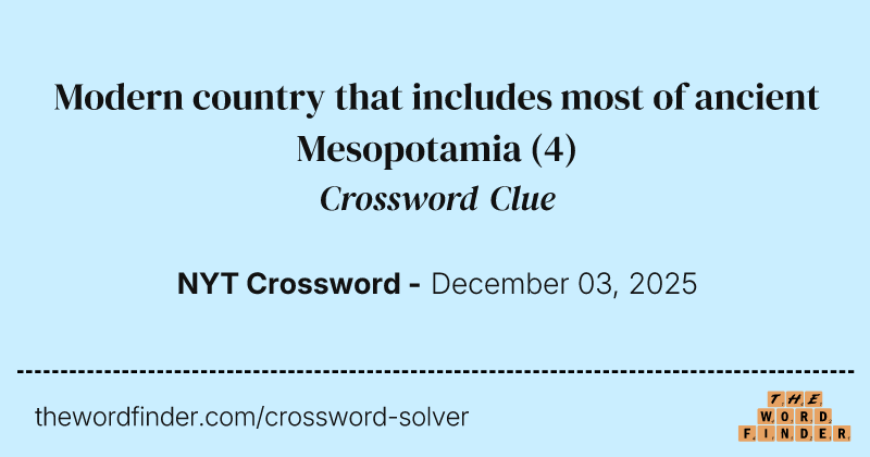 Modern country that includes most of ancient Mesopotamia crossword clue image