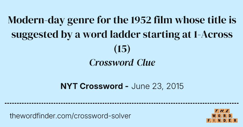 Modern-day genre for the 1952 film whose title is suggested by a word ladder starting at 1-Across crossword clue image