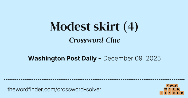 Modest skirt crossword clue image