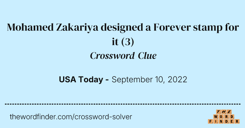 Mohamed Zakariya designed a Forever stamp for it crossword clue image
