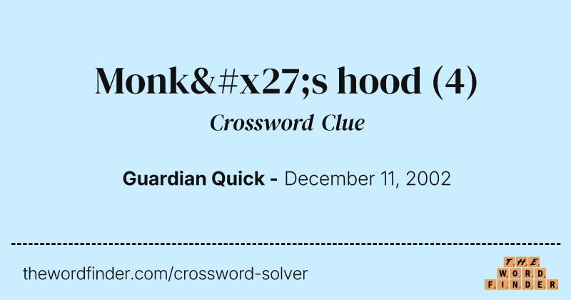 Monk's hood crossword clue image