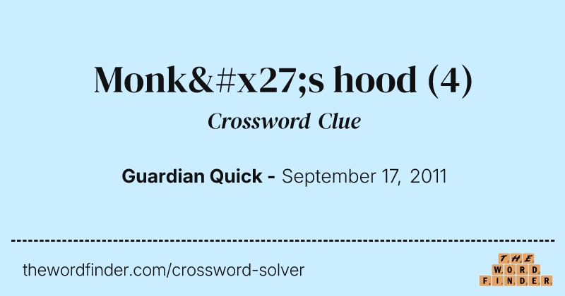 Monk's hood crossword clue image