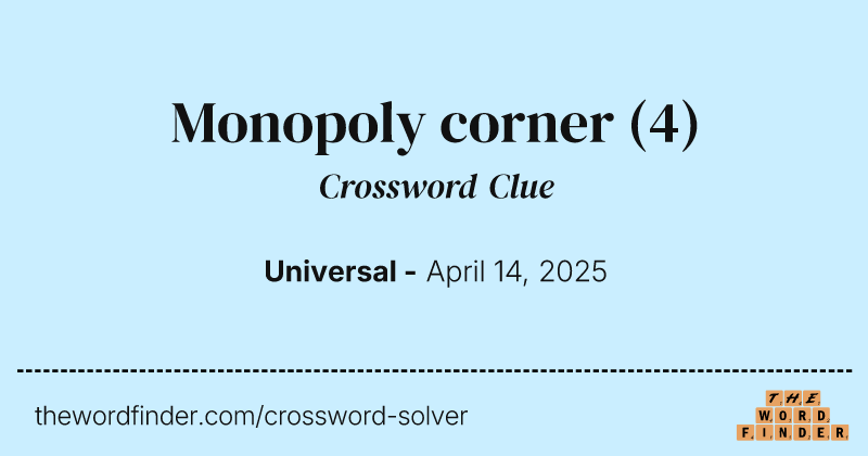 Monopoly corner crossword clue image