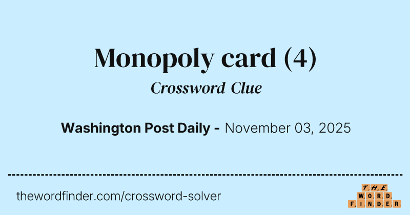 Monopoly card crossword clue image