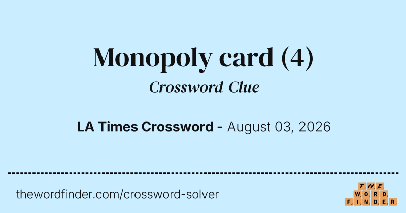 Monopoly card crossword clue image