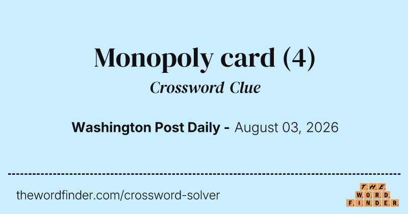 Monopoly card crossword clue image