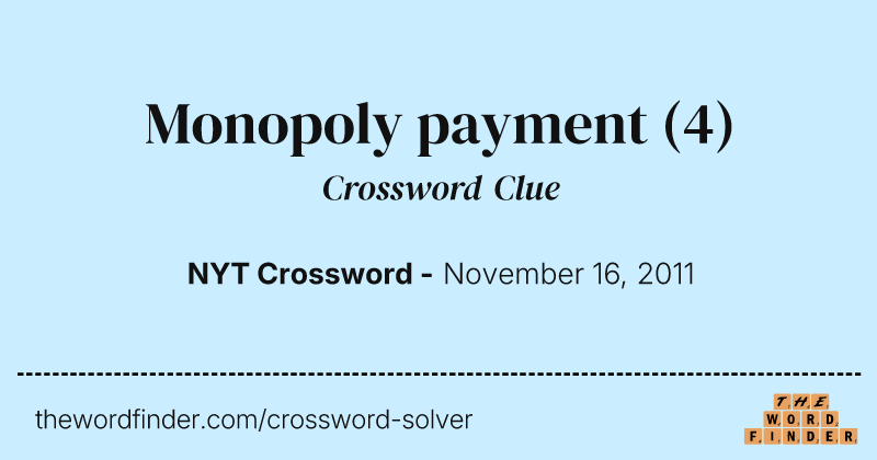 Monopoly payment crossword clue image