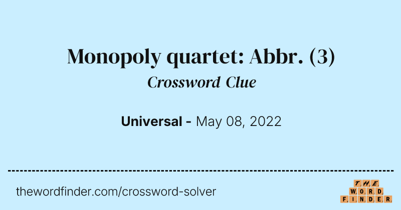Monopoly quartet: Abbr. crossword clue image