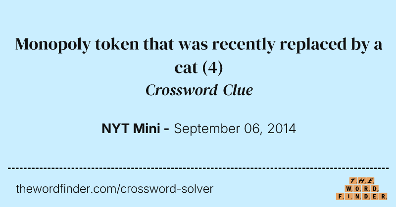 Monopoly token that was recently replaced by a cat crossword clue image