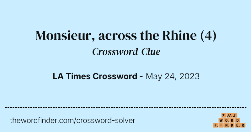 Monsieur, across the Rhine crossword clue image
