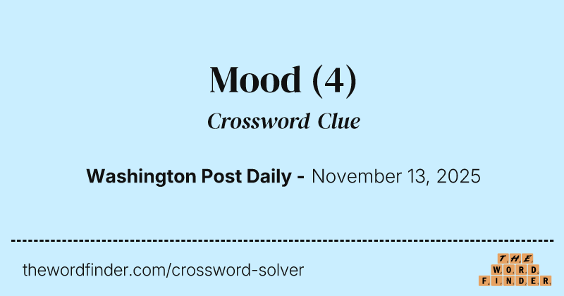 Mood crossword clue image
