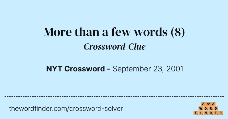 More than a few words crossword clue image