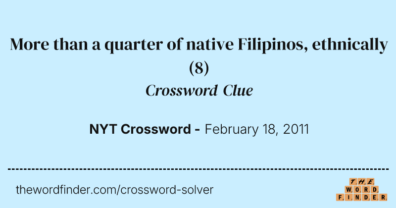 More than a quarter of native Filipinos, ethnically crossword clue image