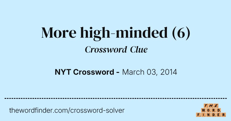 More high-minded crossword clue image