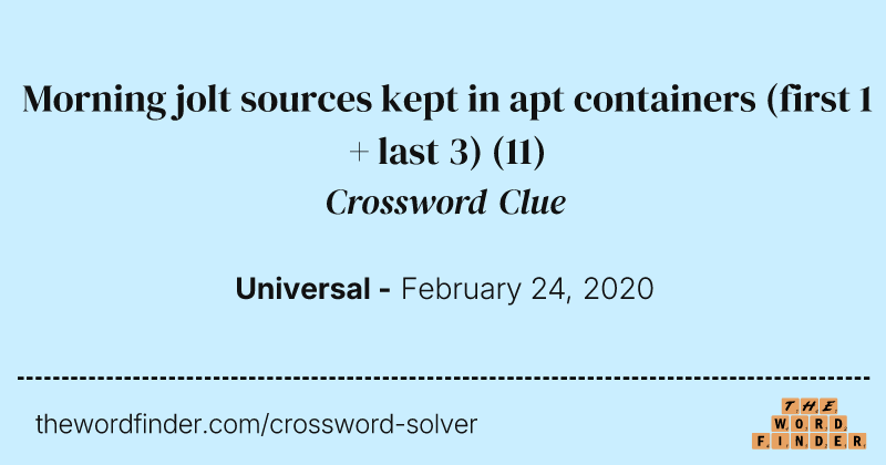 Morning jolt sources kept in apt containers (first 1 + last 3) crossword clue image