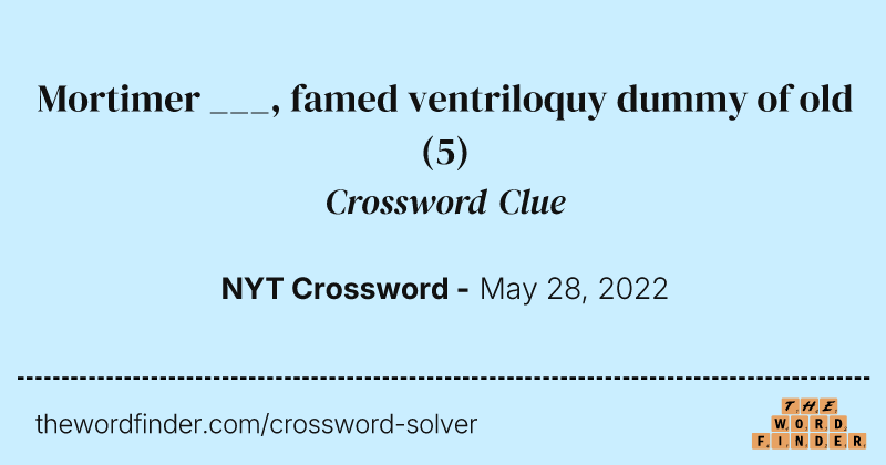 Mortimer ___, famed ventriloquy dummy of old crossword clue image