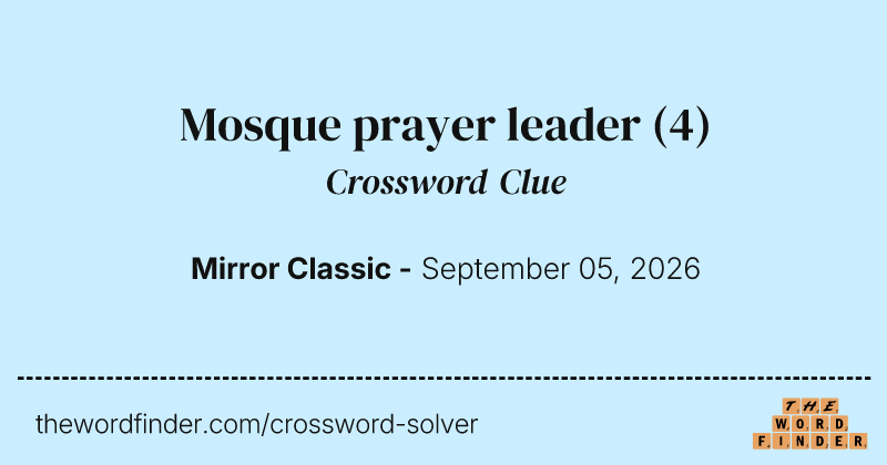 Mosque prayer leader crossword clue image