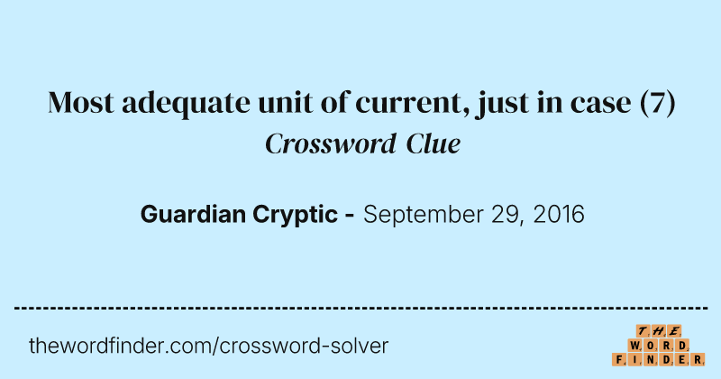 Most adequate unit of current, just in case crossword clue image