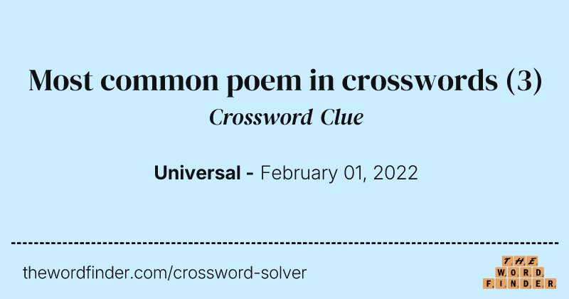 Most common poem in crosswords crossword clue image
