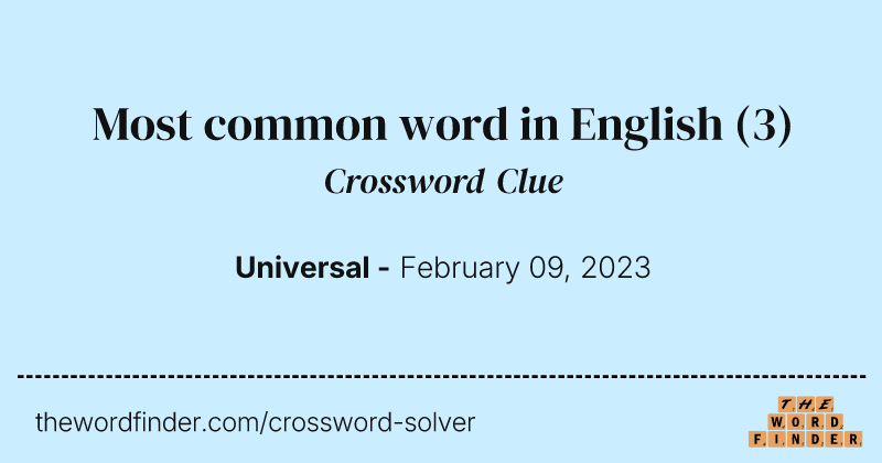 Most common word in English crossword clue image
