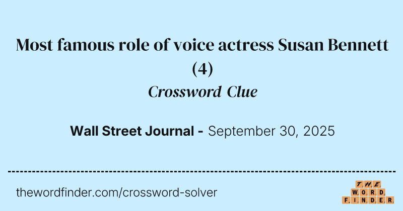 Most famous role of voice actress Susan Bennett crossword clue image