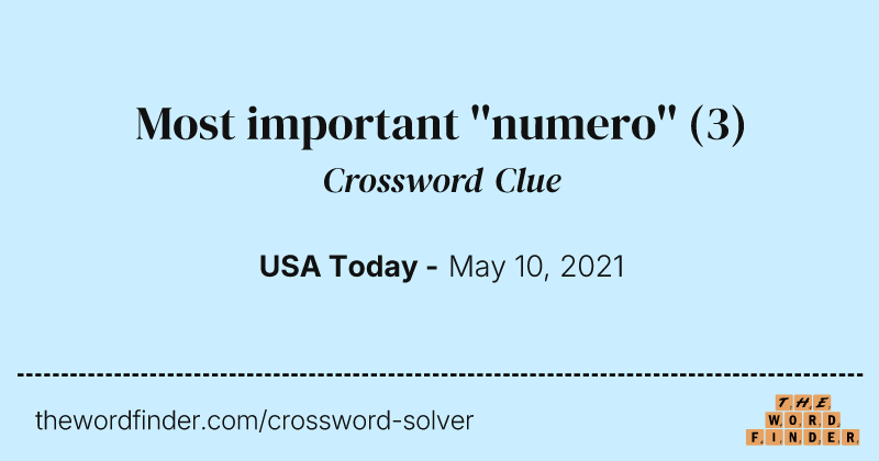 Most important ''numero'' crossword clue image