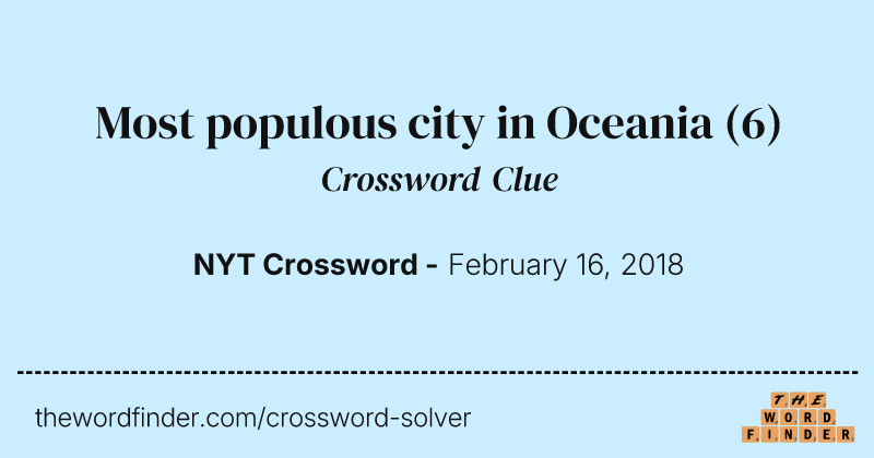 Most populous city in Oceania crossword clue image