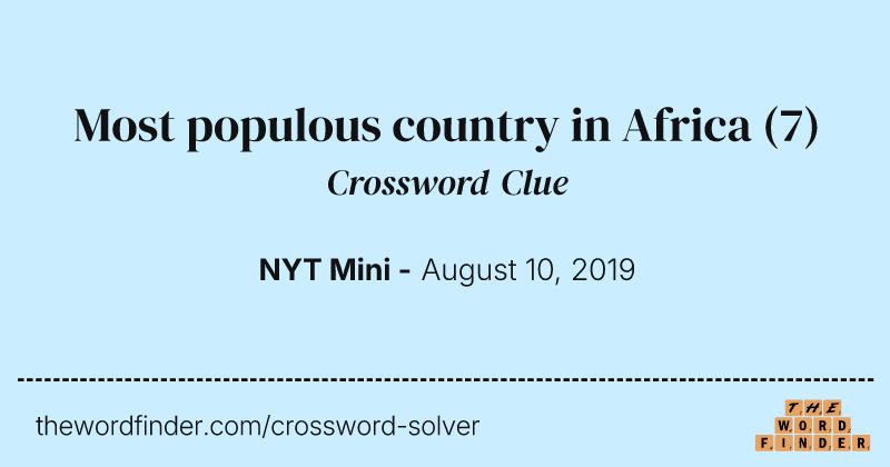 Most populous country in Africa crossword clue image