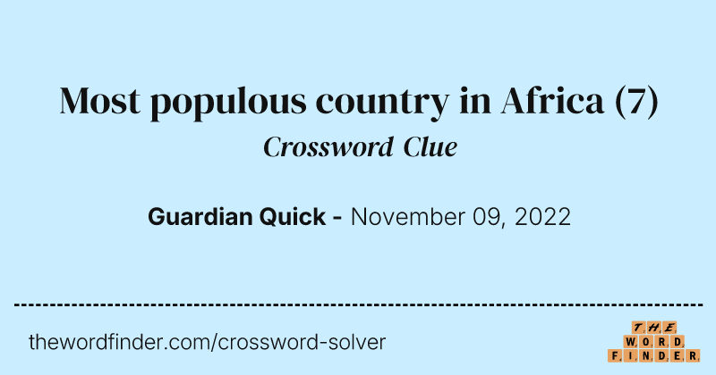 Most populous country in Africa crossword clue image