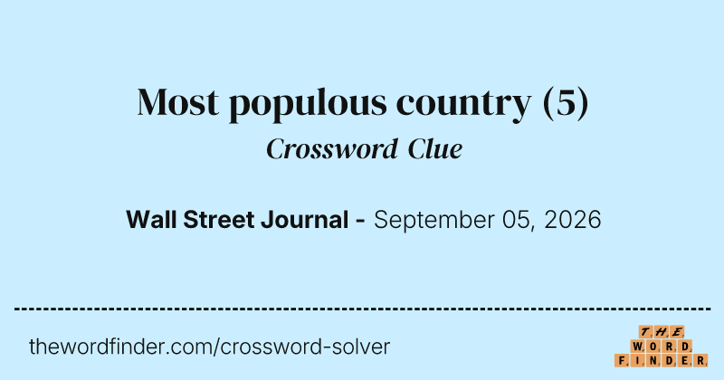 Most populous country crossword clue image
