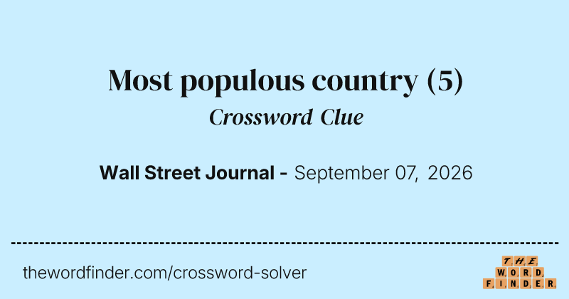 Most populous country crossword clue image