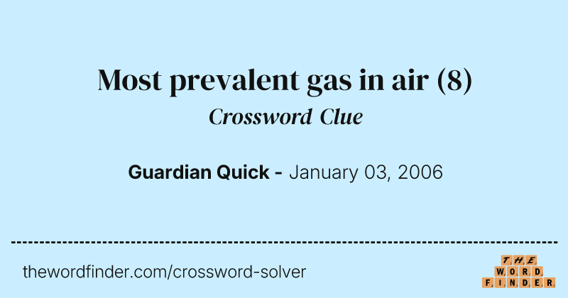 Most prevalent gas in air crossword clue image
