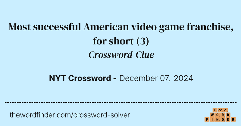Most successful American video game franchise, for short crossword clue image