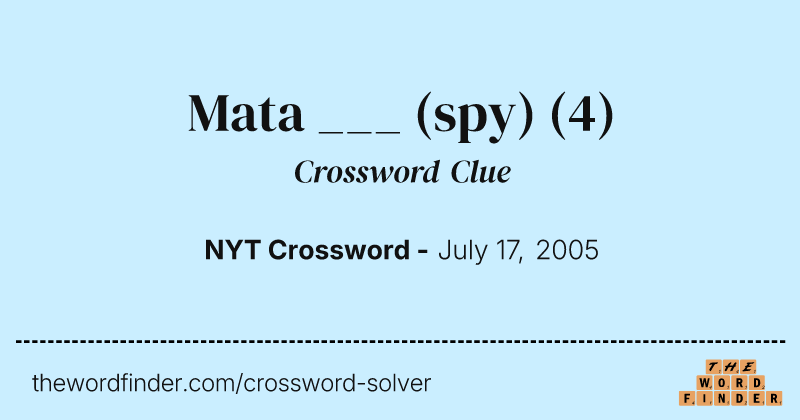 Mata ___ (spy) crossword clue image